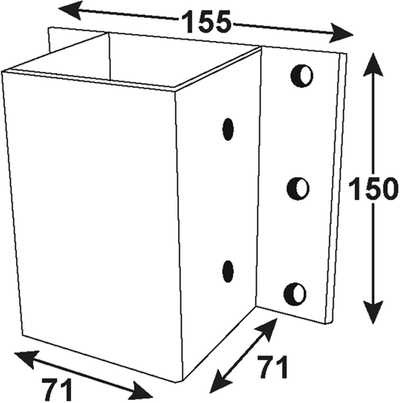 Support de poteau Connex 71x71x150 (->mur) vvz - hv4333
