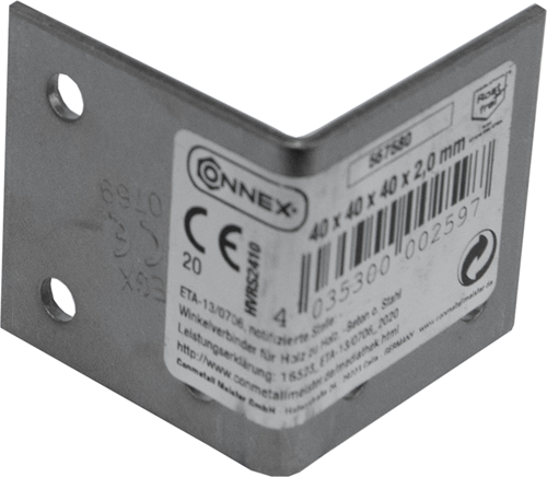 Connex perf. carré 40x40x40x2 en acier inoxydable - hvrs2410