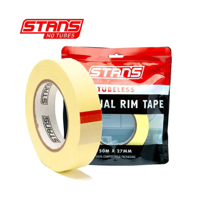 Fond de jante Stans notubes ruban jaune 27 mm de large rouleau d'atelier 50 mètres as0323