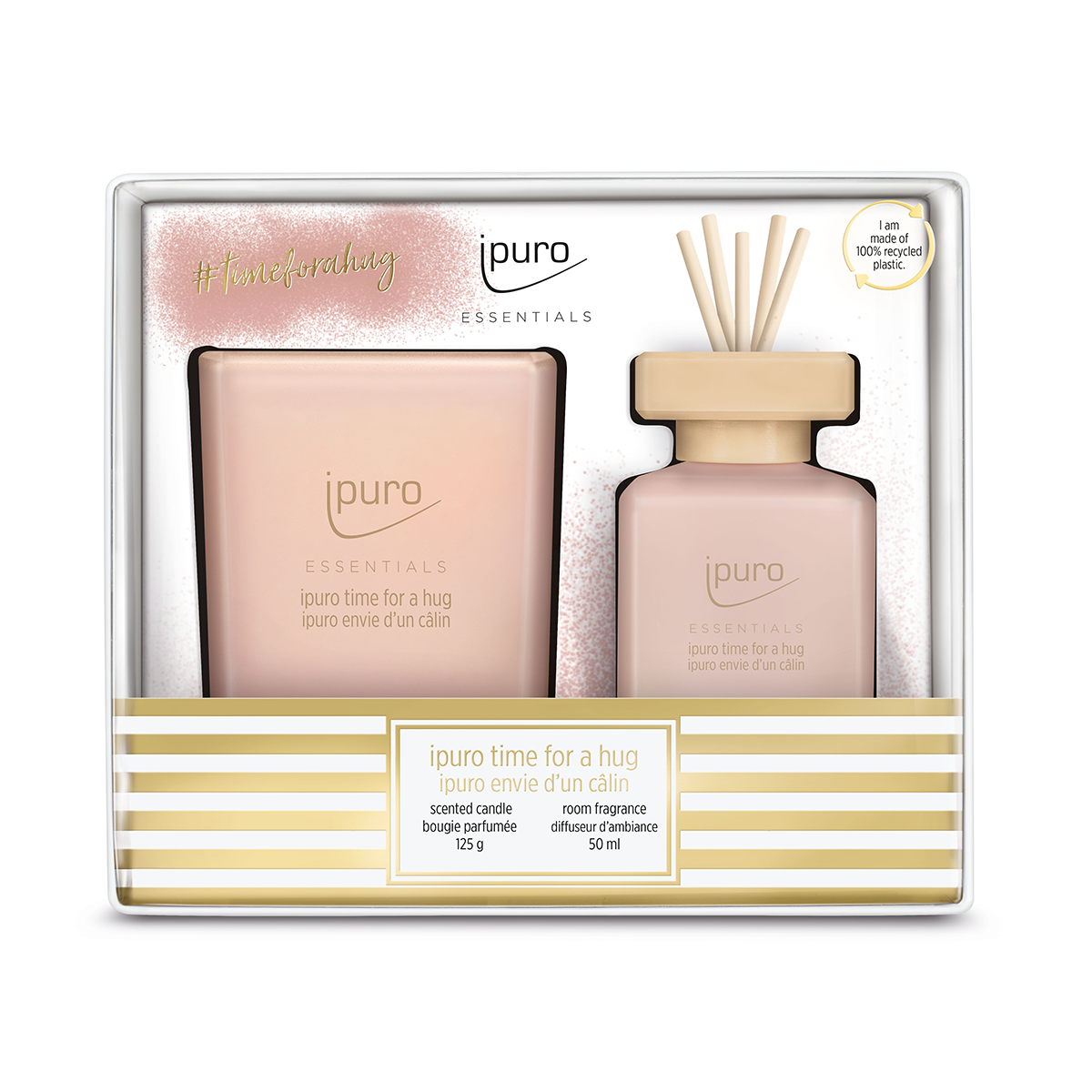 Diffuseur de parfum Ipuro le temps d'un câlin 50ml + bougie parfumée 125gr