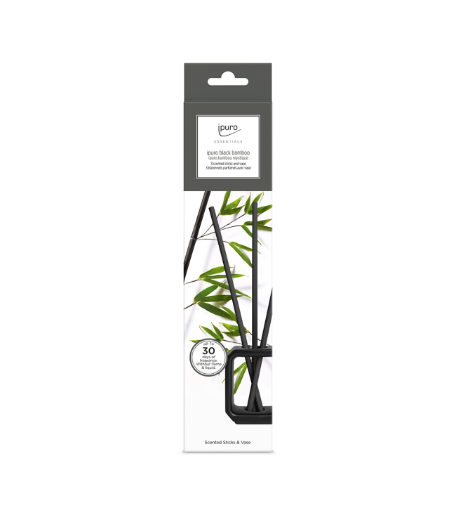 Ipuro ipuro Sticks parfumées Vase Set Black Bamboo Black