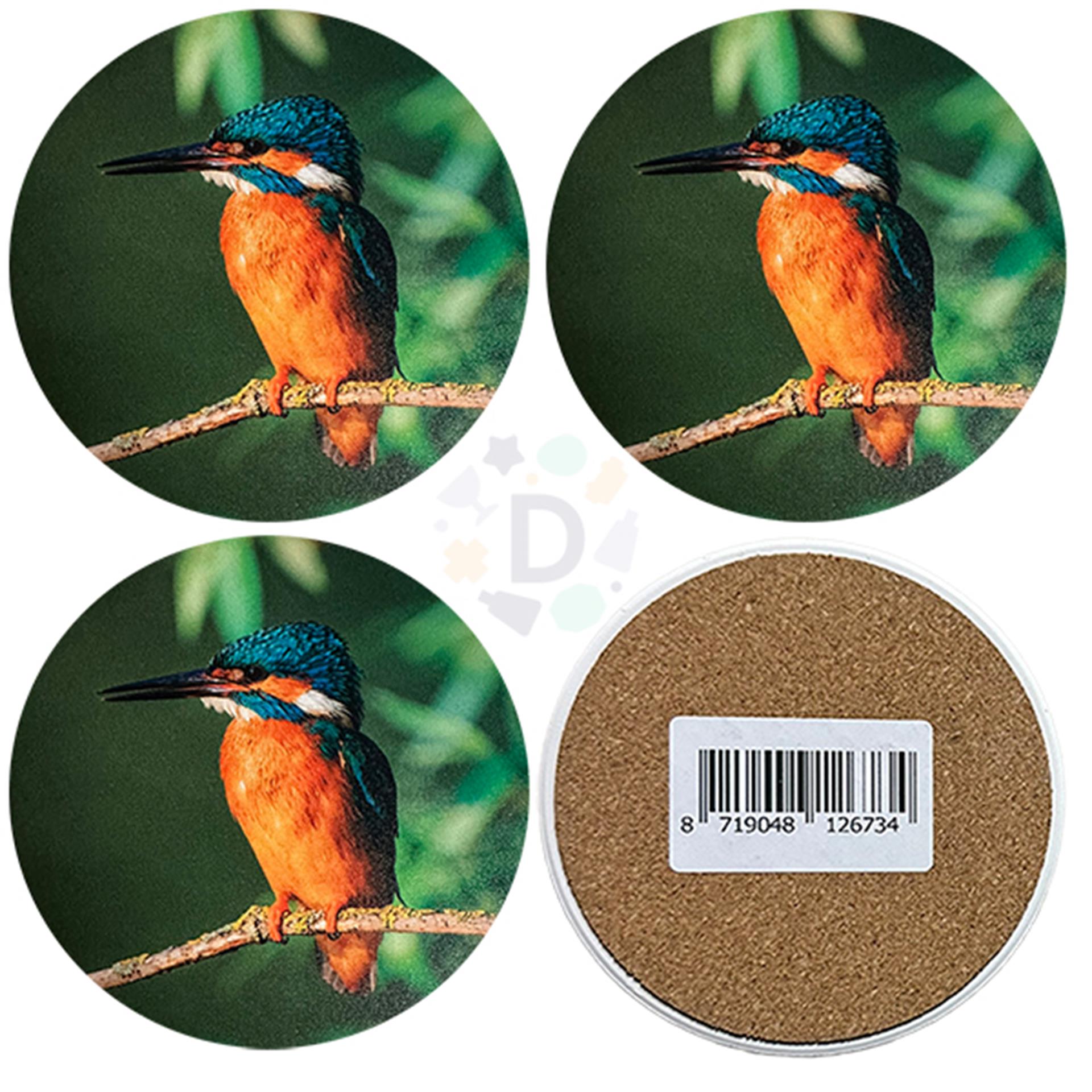 Dessous de verre animaux de ferme martin-pêcheur 4 pièces ø10cm