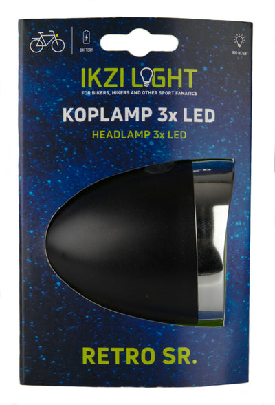 Phare Retro LED Noir Batterie