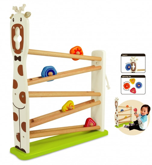 Je suis rollerbaan en bois avec du brun blanc giraffrint