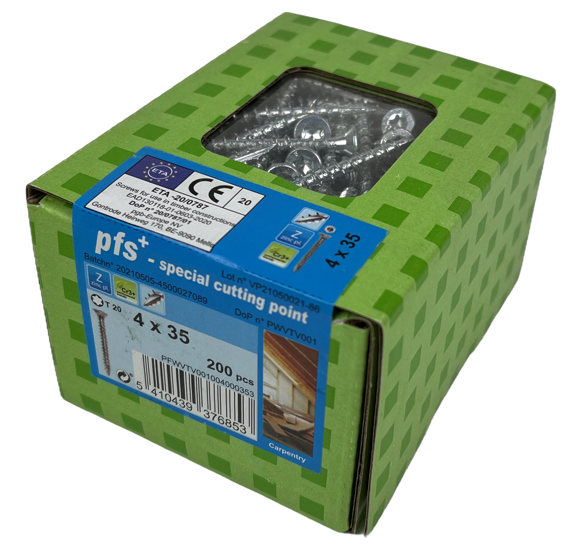 Pgb-europe pfs+ | vis pour panneaux d'aggloméré pfs+ vzk-t ø 4,0x35 zn - 200 pièces - pfwvtv001004000353