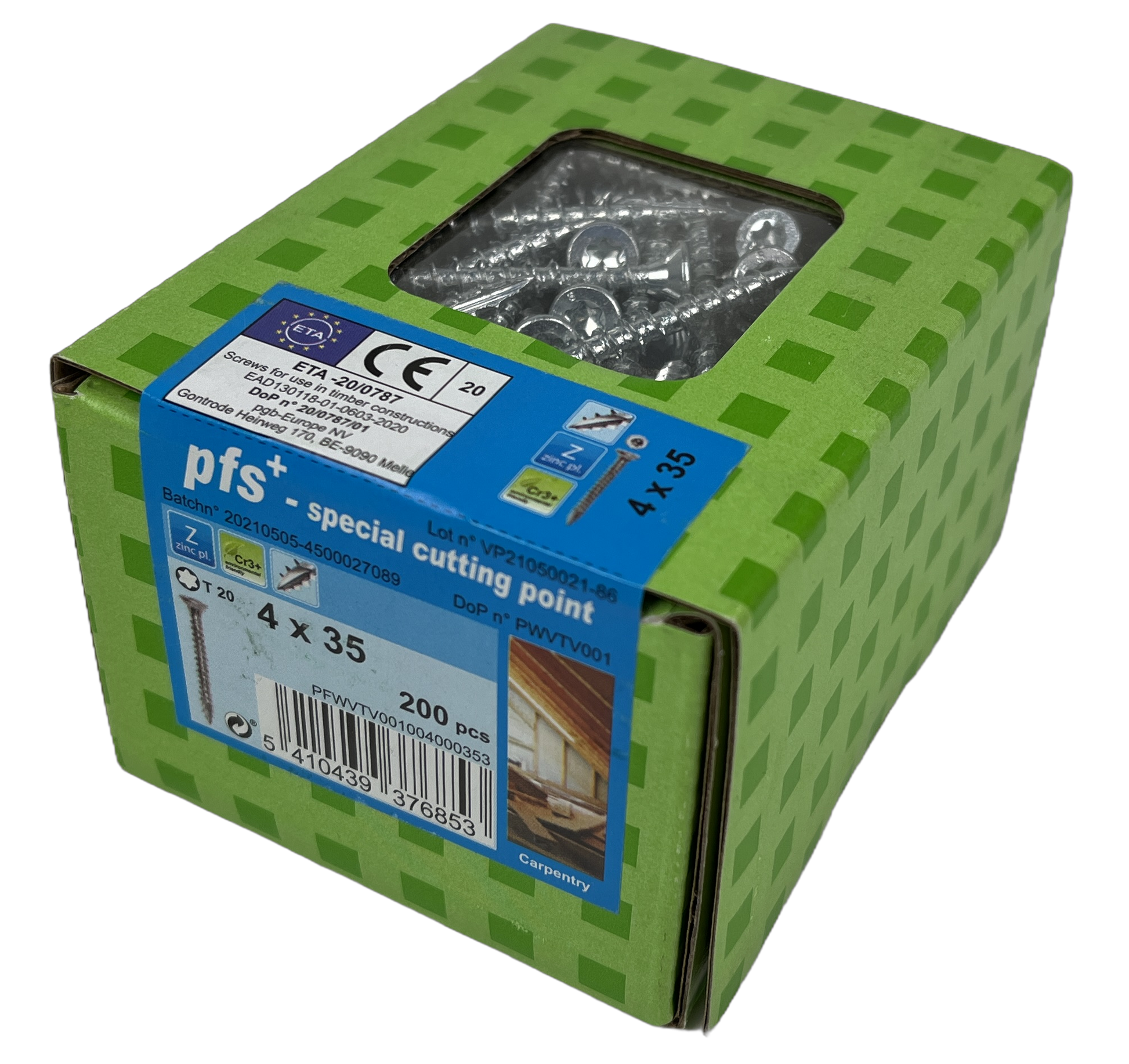 Pgb-europe pfs+ | vis pour panneaux d'aggloméré pfs+ vzk-t ø 4,0x35 zn - 200 pièces - pfwvtv001004000353