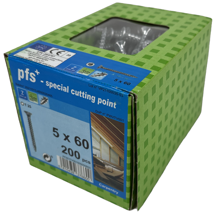 Pgb-europe pfs+ | vis pour panneaux d'aggloméré pfs+ vzk-t ø 5,0x60 zn tx20 – pfwvtv001005000603