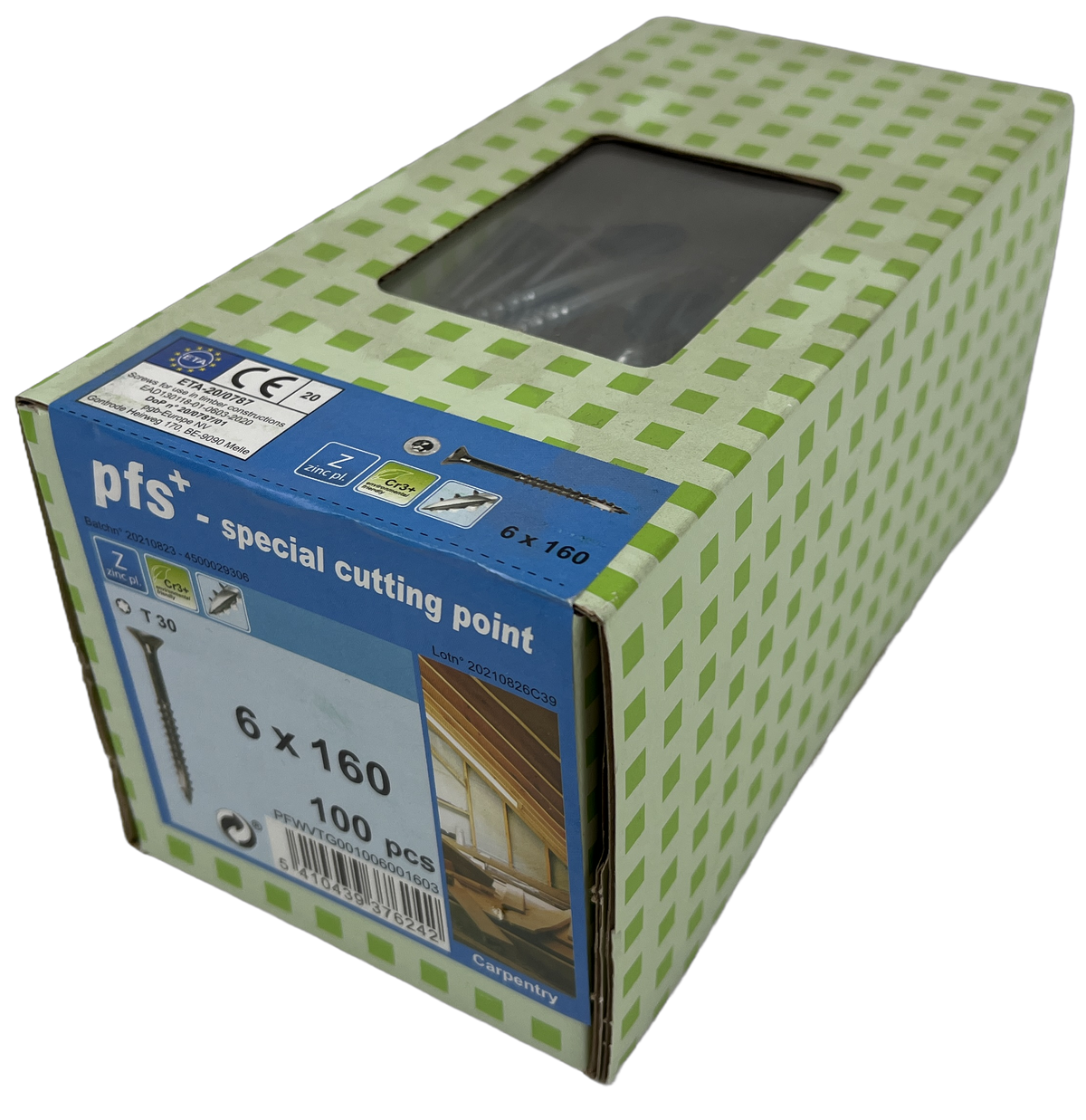Pgb-europe pfs+ | vis pour panneaux d'aggloméré pfs+ vzk-t ø 6x160 zn | 100 pièces - pfwvtg001006001603