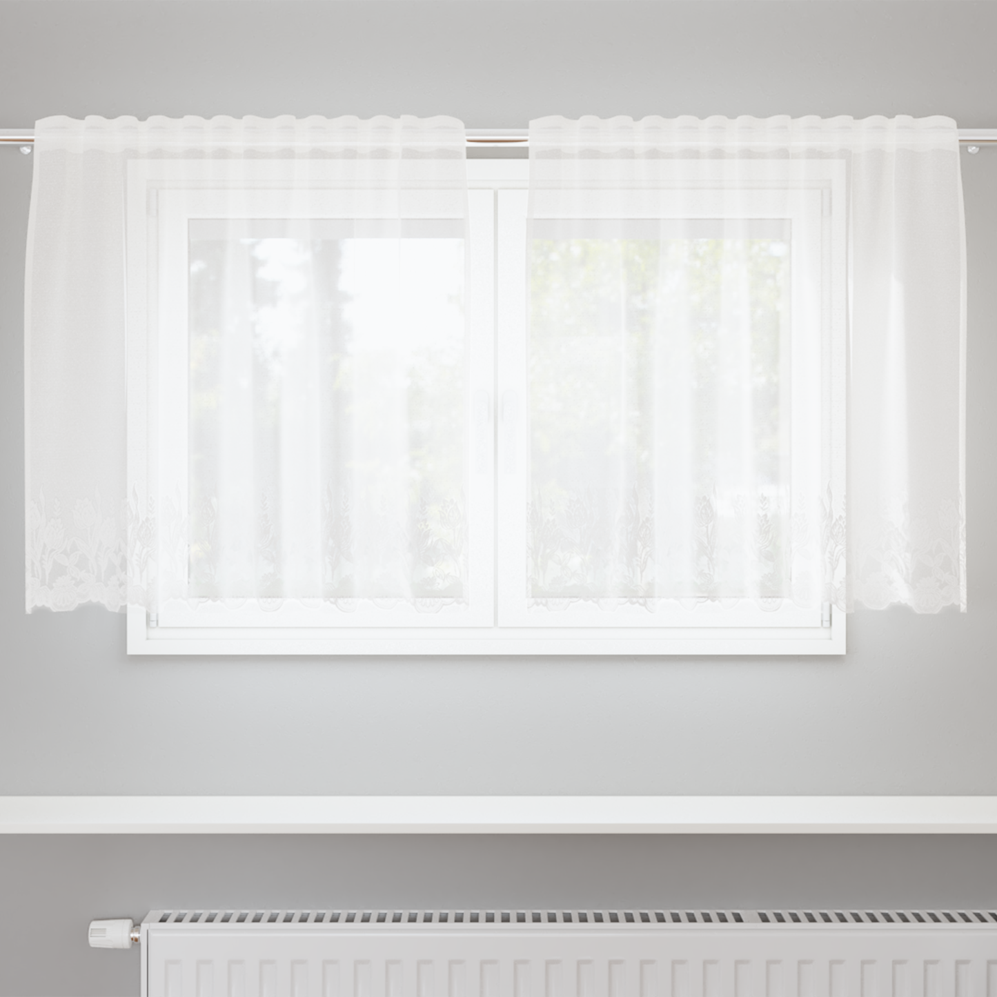 VidaXL rideau en dentelle avec rideaux fleurs blanc 100 x 150 cm polyester