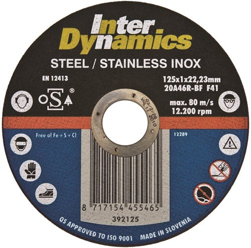 Disque à tronçonner Inter Dynamics 125x1mm inox - 392125