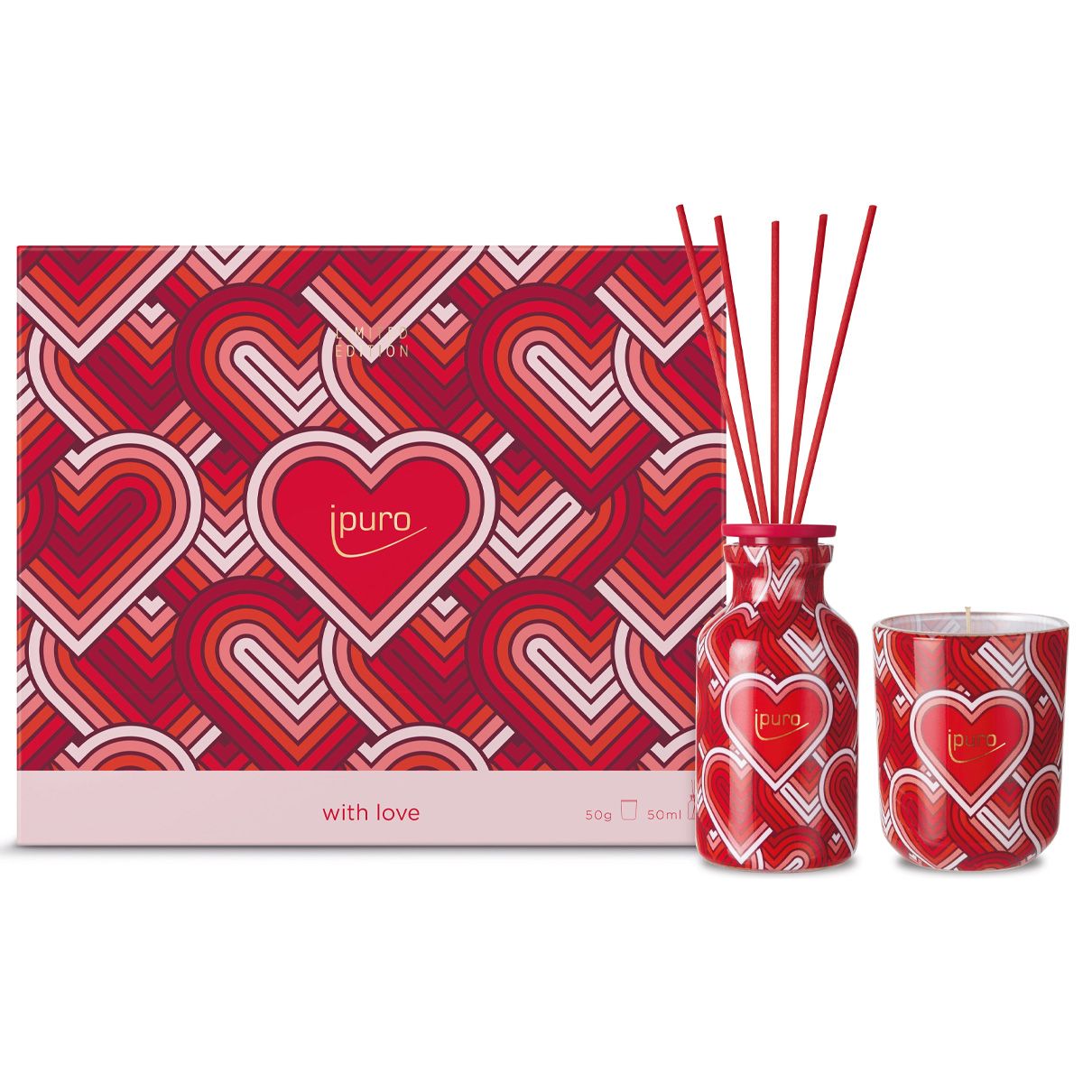 Coffret diffuseur de parfum Ipuro avec amour 50 ml + bougie