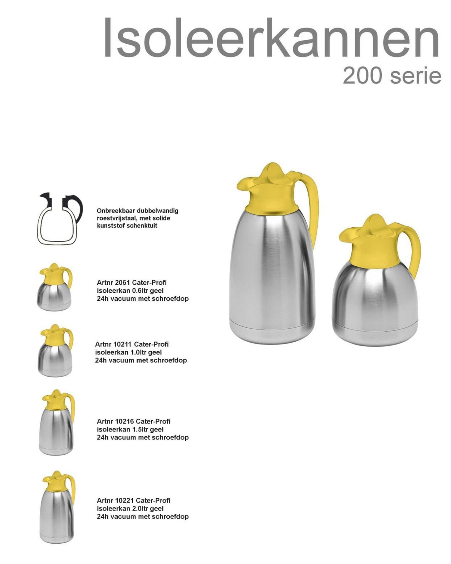 Pichet isotherme Cater-profi inox bouchon à vis jaune 1l
