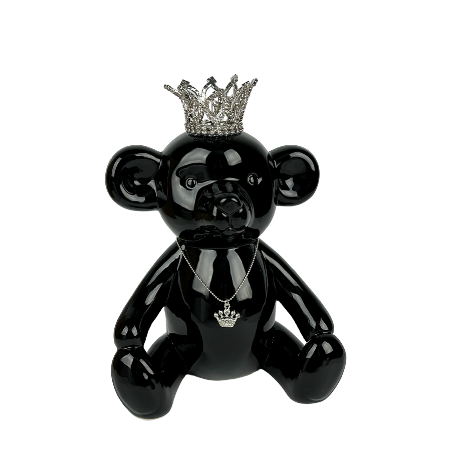 Ours J-line avec couronne noir 19x13x26cm