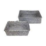 Ensemble de paniers J-line en osier gris 22x22x7cm - afbeelding 1