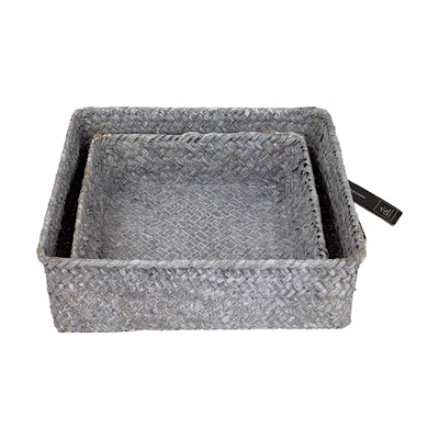 Ensemble de paniers J-line en osier gris 22x22x7cm