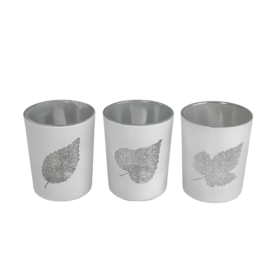 J-line set de photophores plateau en verre ø6x7cm 3 pièces