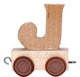 Lettre en bois J avec des roues de 6 cm de haut