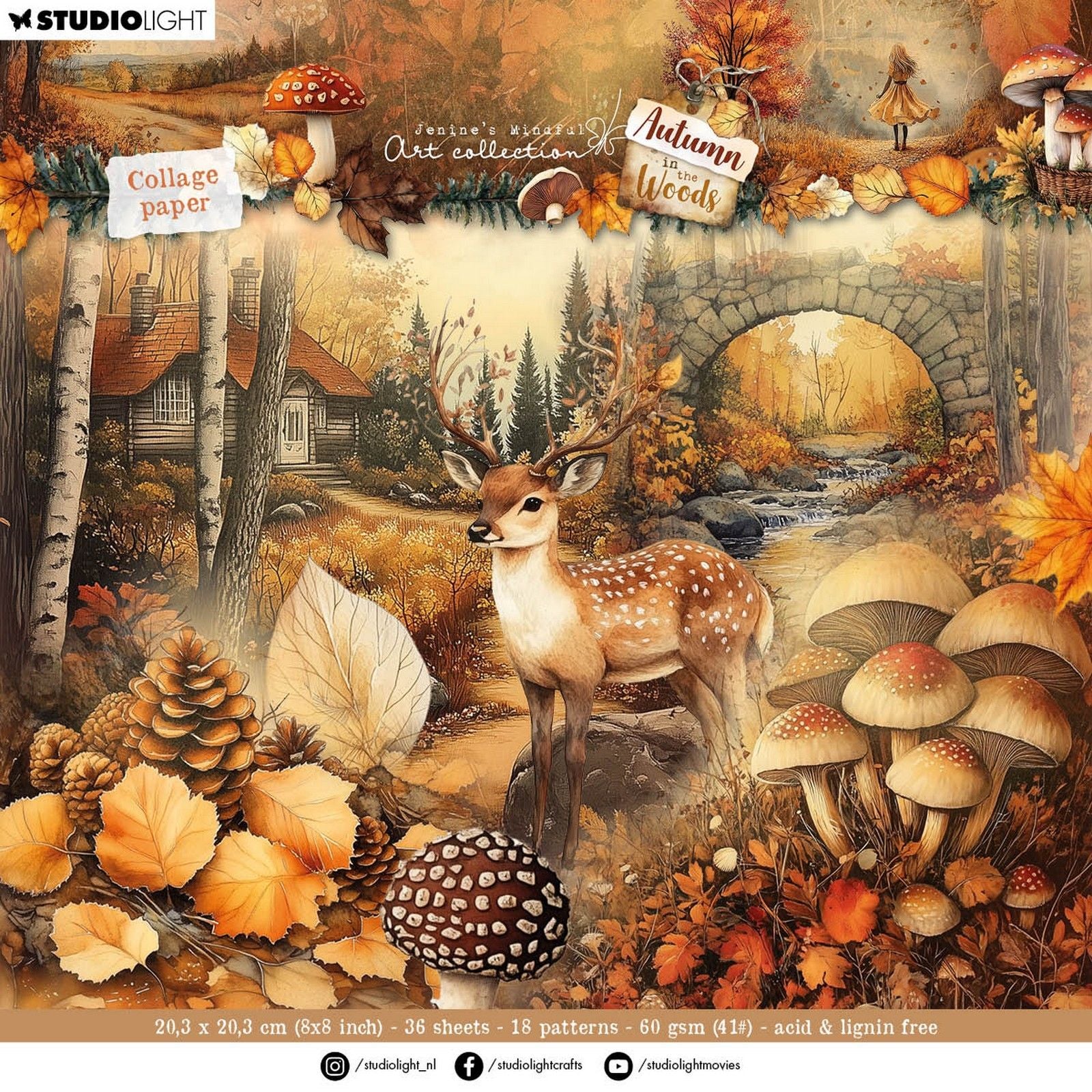 Studio Light • L'art conscient de Jenine Automne dans les bois Collage Bloc de papier Éléments d'arrière-plan