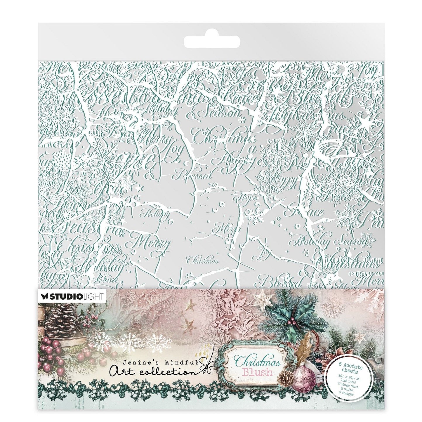 Studio Light • Jenine's Mindful Art Feuilles d'acétate de Noël Blush Blanc Menthe Vintage
