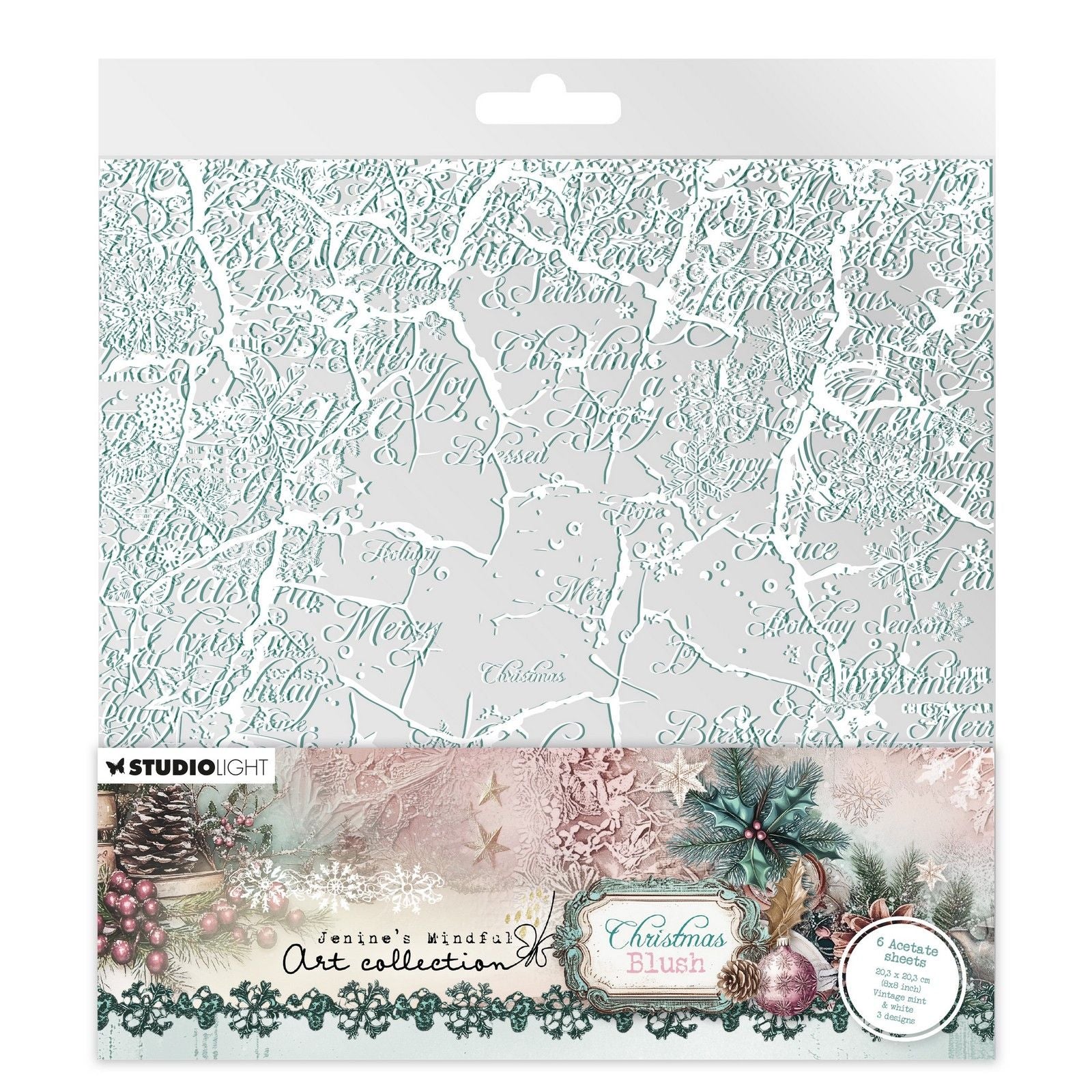 Studio Light • Jenine's Mindful Art Feuilles d'acétate de Noël Blush Blanc Menthe Vintage