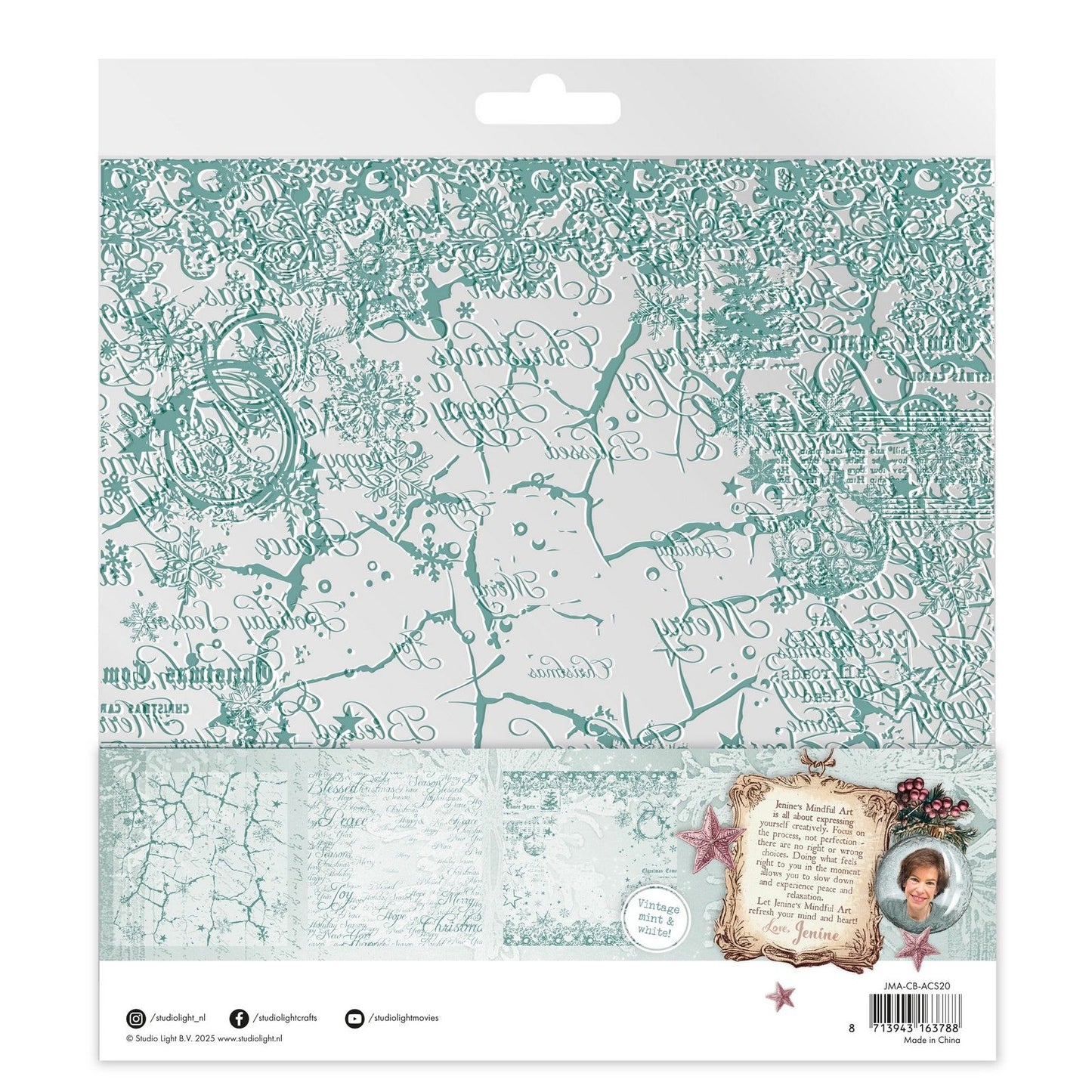 Studio Light • Jenine's Mindful Art Feuilles d'acétate de Noël Blush Blanc Menthe Vintage