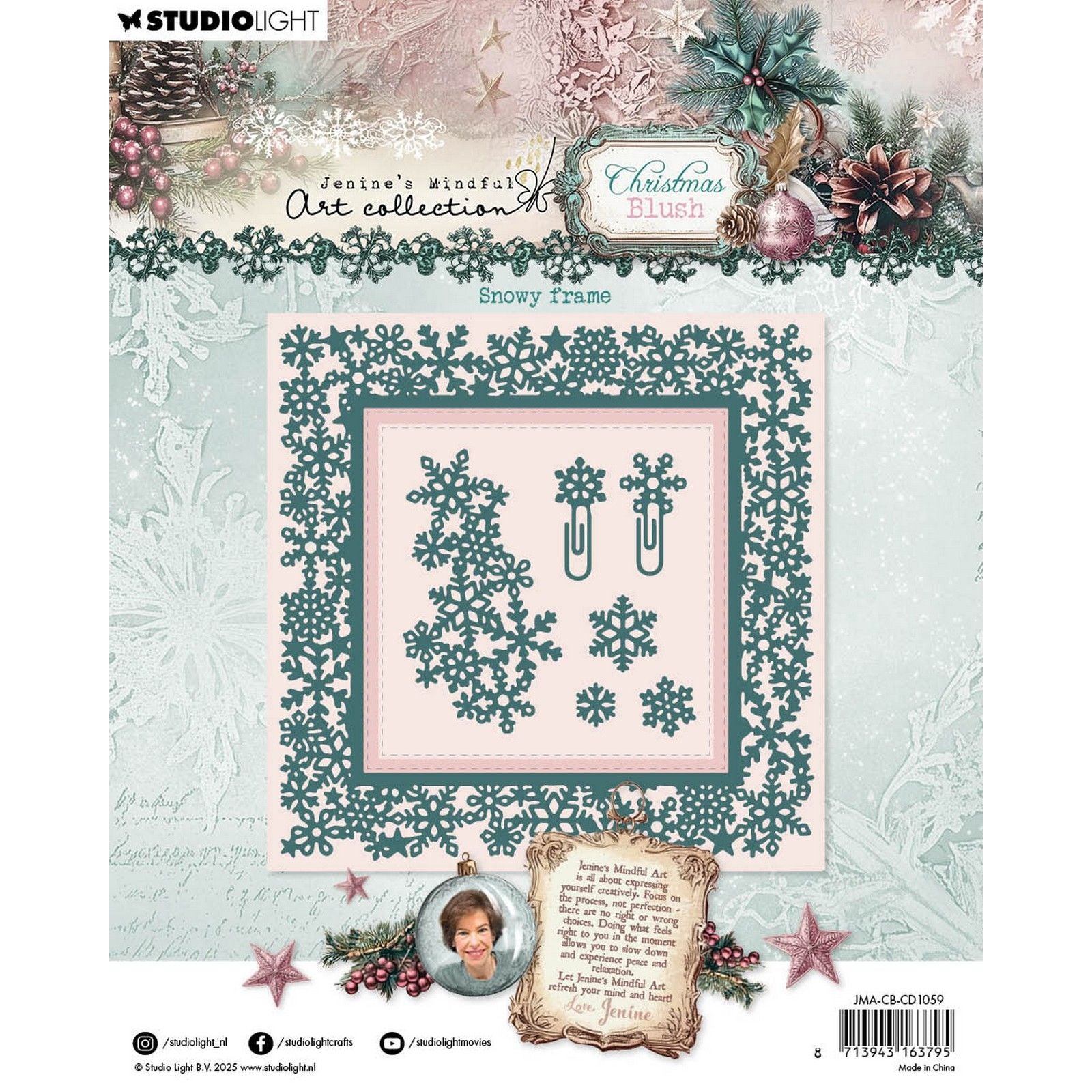 Studio Light • Jenine's Mindful Art Christmas Blush Cutting Die Cadre enneigé