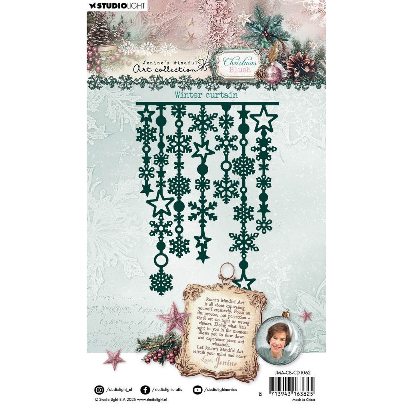 Studio Light • Jenine's Mindful Art Christmas Blush Cutting Die Rideau d'hiver