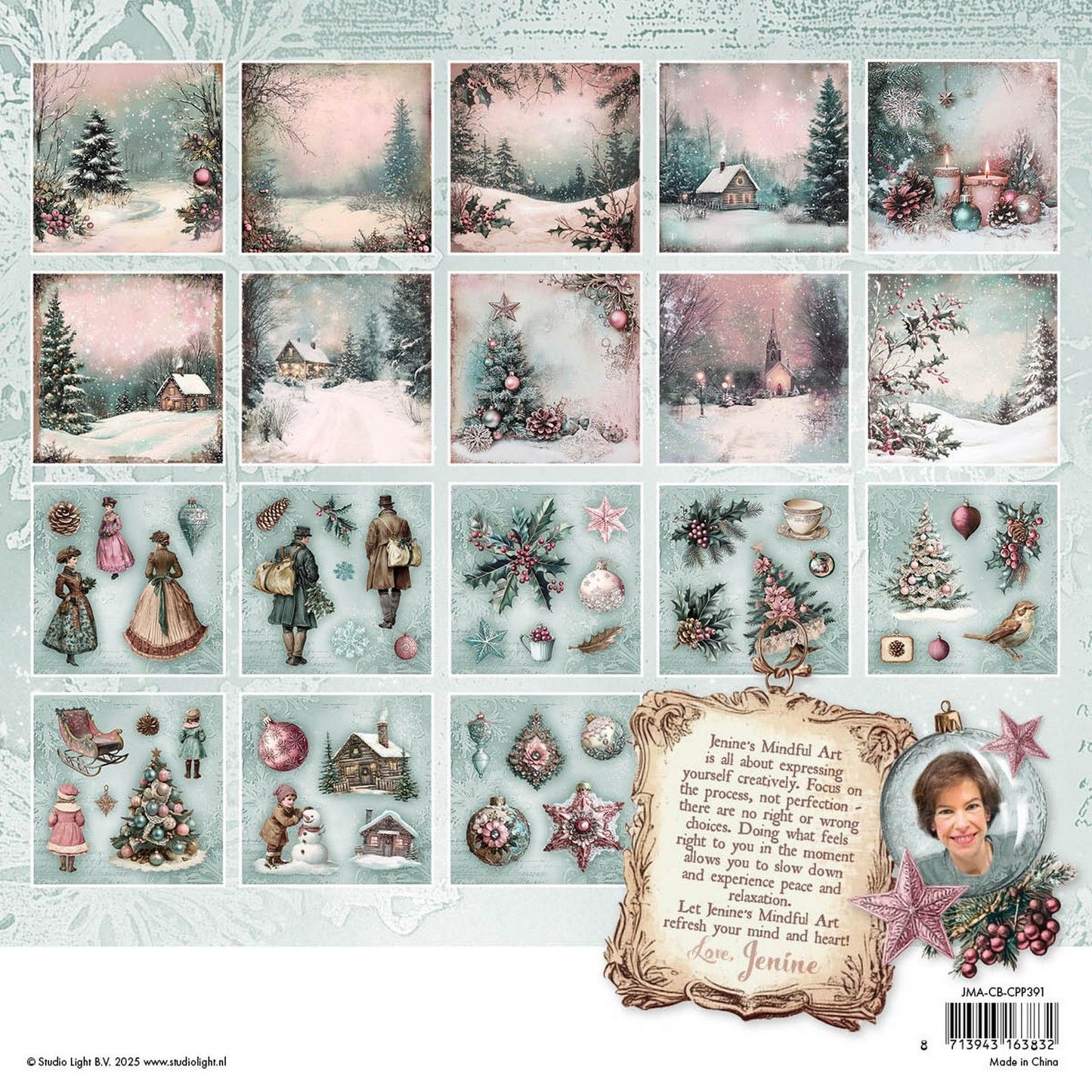 Studio Light • Éléments d'arrière-plans de bloc de papier de collage de blush de Noël d'art conscient de Jenine