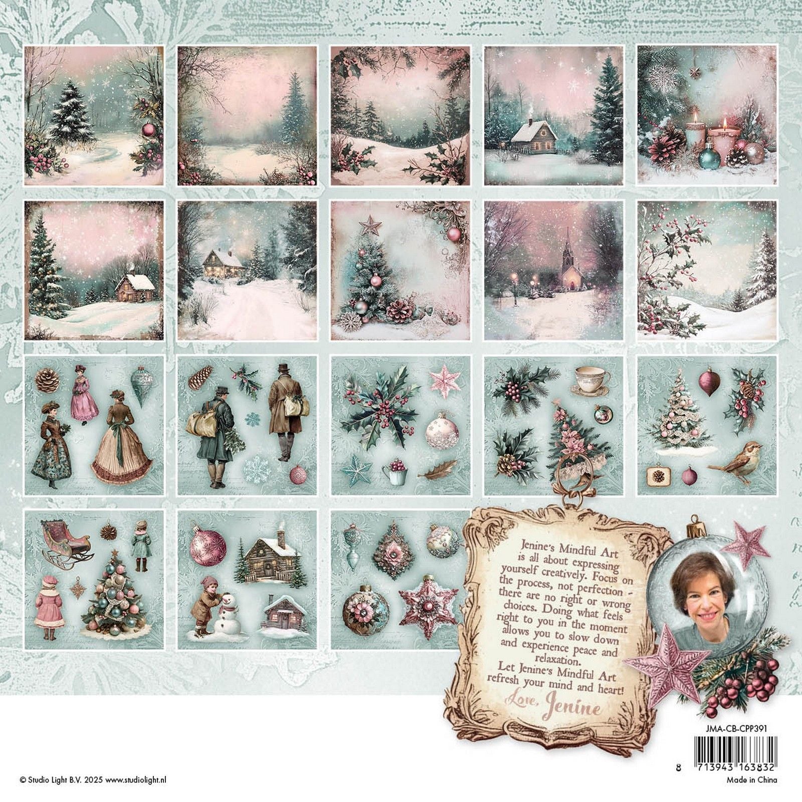 Studio Light • Éléments d'arrière-plans de bloc de papier de collage de blush de Noël d'art conscient de Jenine