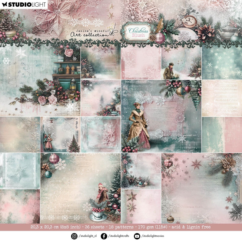 Studio Light • Jenine's Mindful Art Christmas Blush Designer Paper Pad Arrière-plans