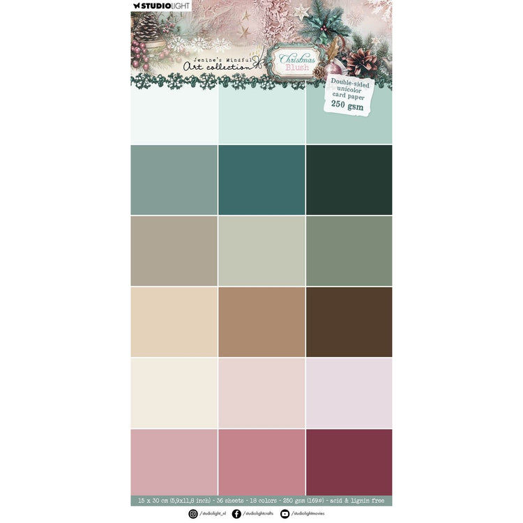 Studio Light • Jenine's Mindful Art Christmas Blush Bloc de papier unicolor Papier cartonné double face