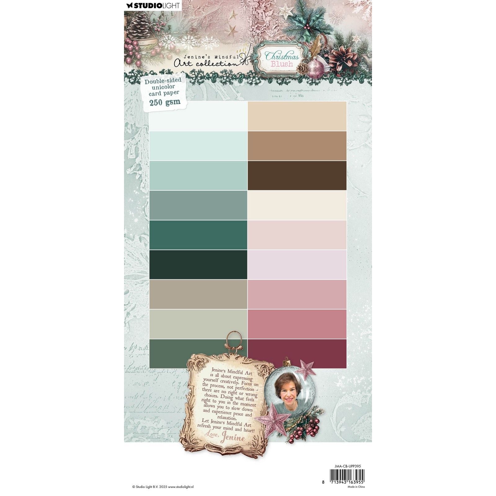 Studio Light • Jenine's Mindful Art Christmas Blush Bloc de papier unicolor Papier cartonné double face