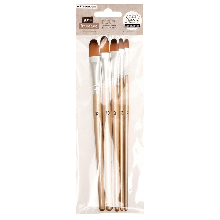 Studio Light • Jenine's Mindful Art Brush Set Filbert, taille 2-4-6-8-10 Essentials 75x220x10mm 5 pièces