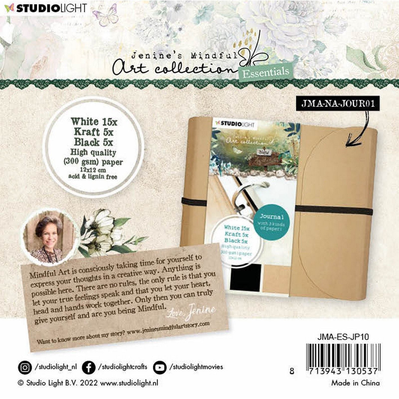 Studio Light • Recharge d'art conscient de Jenine pour nouveau journal d'éveil en kraft blanc noir