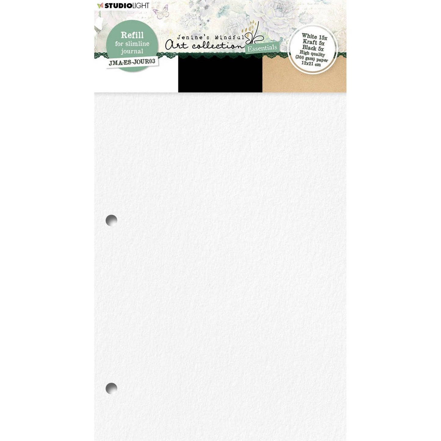 Studio Light • Recharge Mindful Art de Jenine pour journal fin en kraft blanc noir