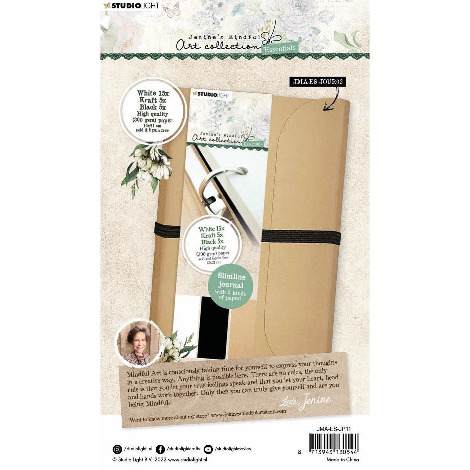 Studio Light • Recharge Mindful Art de Jenine pour journal fin en kraft blanc noir
