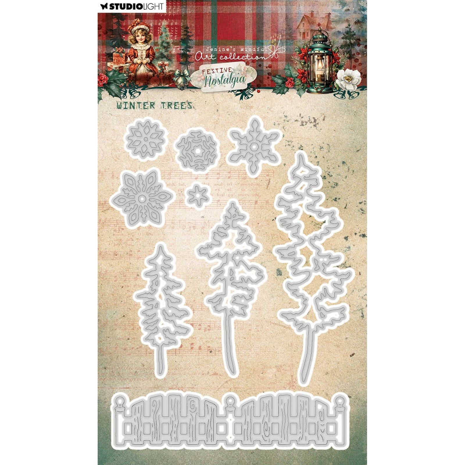 Lumière de studio : nostalgie festive coupant ces arbres d'hiver