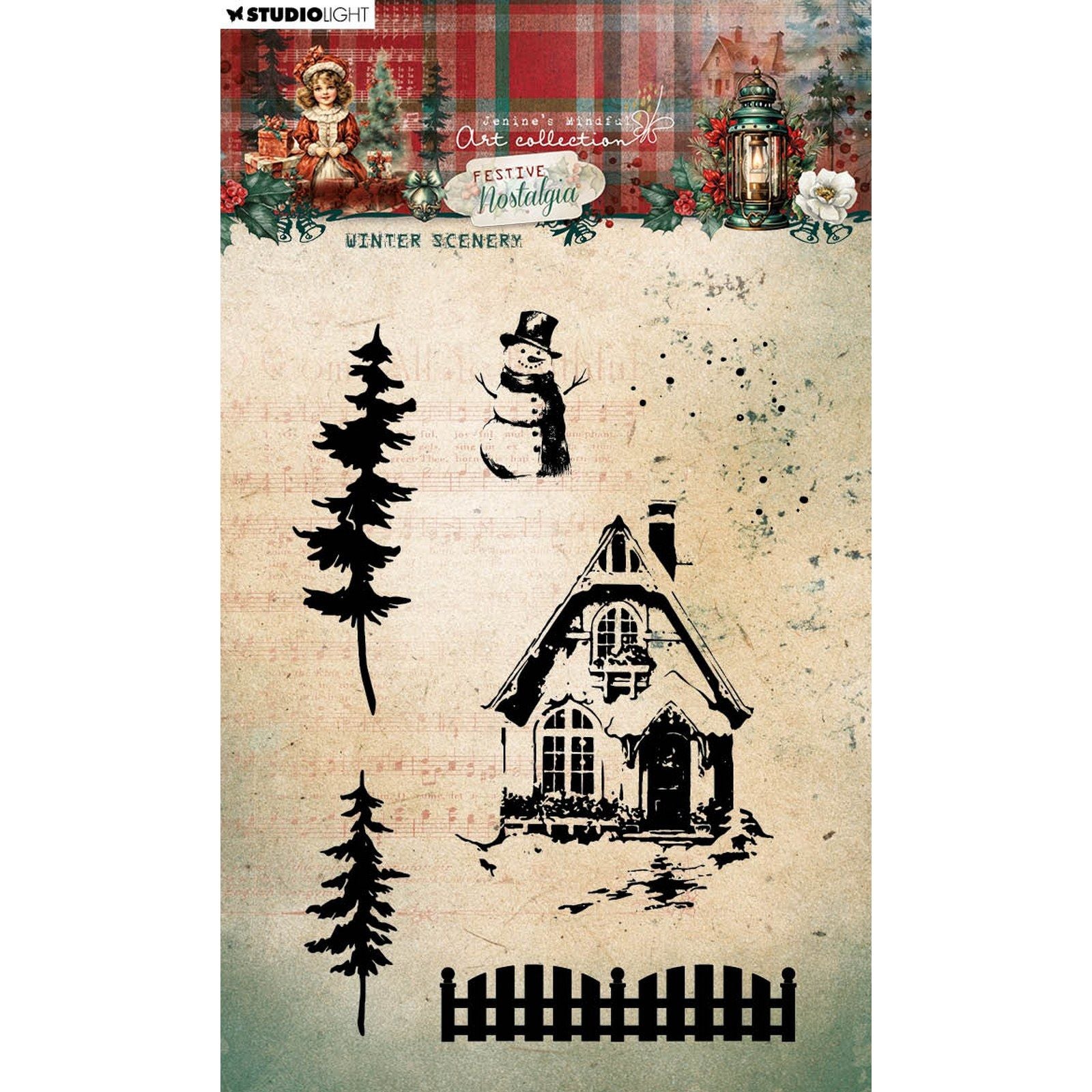 Lumière de studio • Nostalgie festive, cachet transparent, paysage hivernal