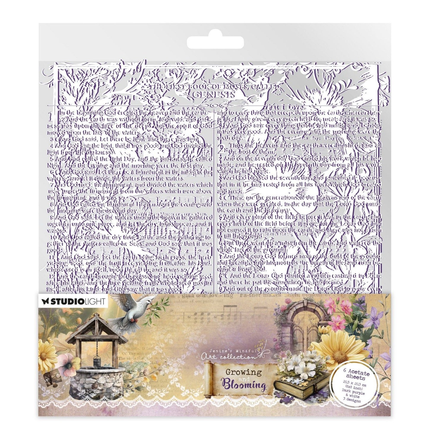 Studio light • feuilles d'acétate en fleurs en croissance blanc violet foncé