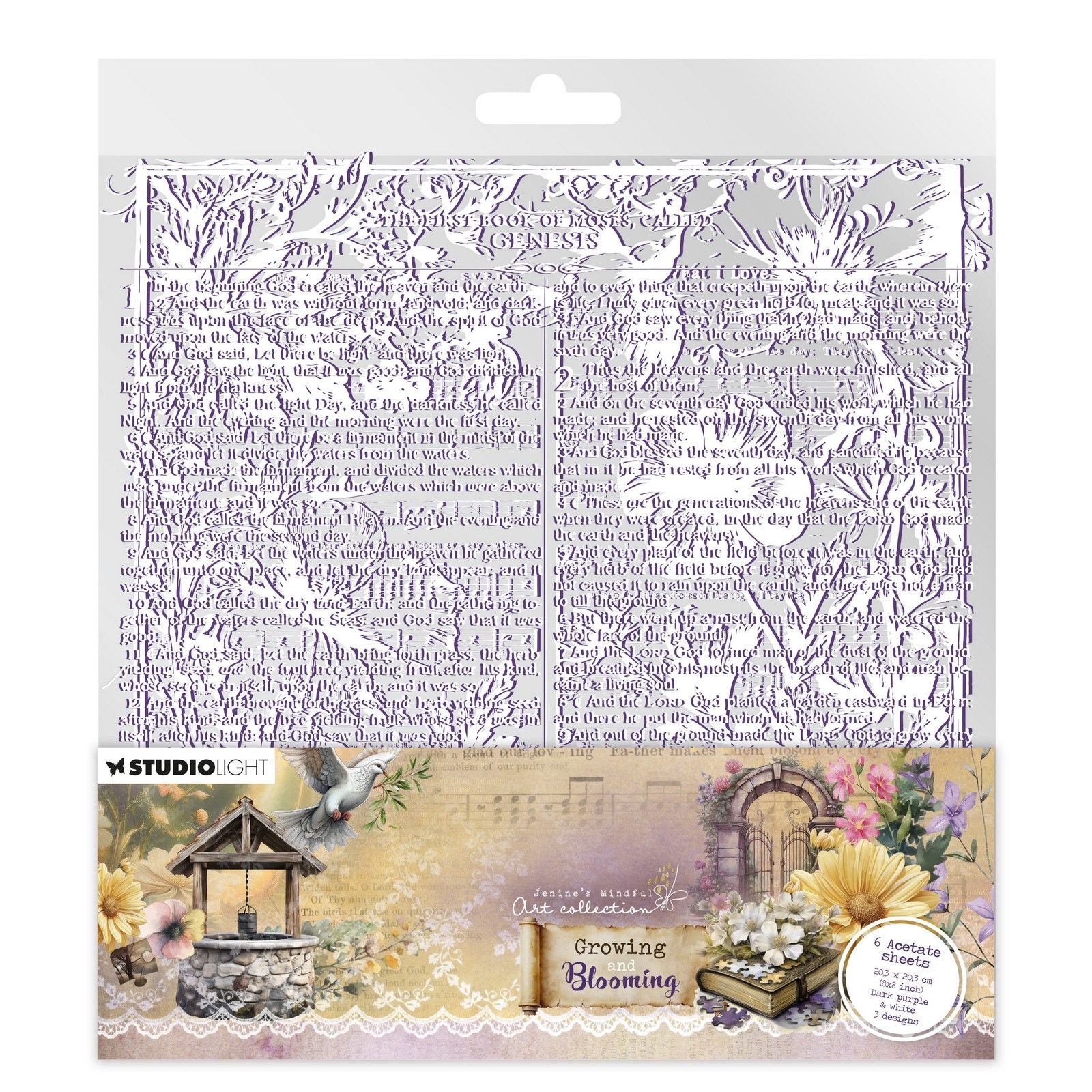 Studio light • feuilles d'acétate en fleurs en croissance blanc violet foncé