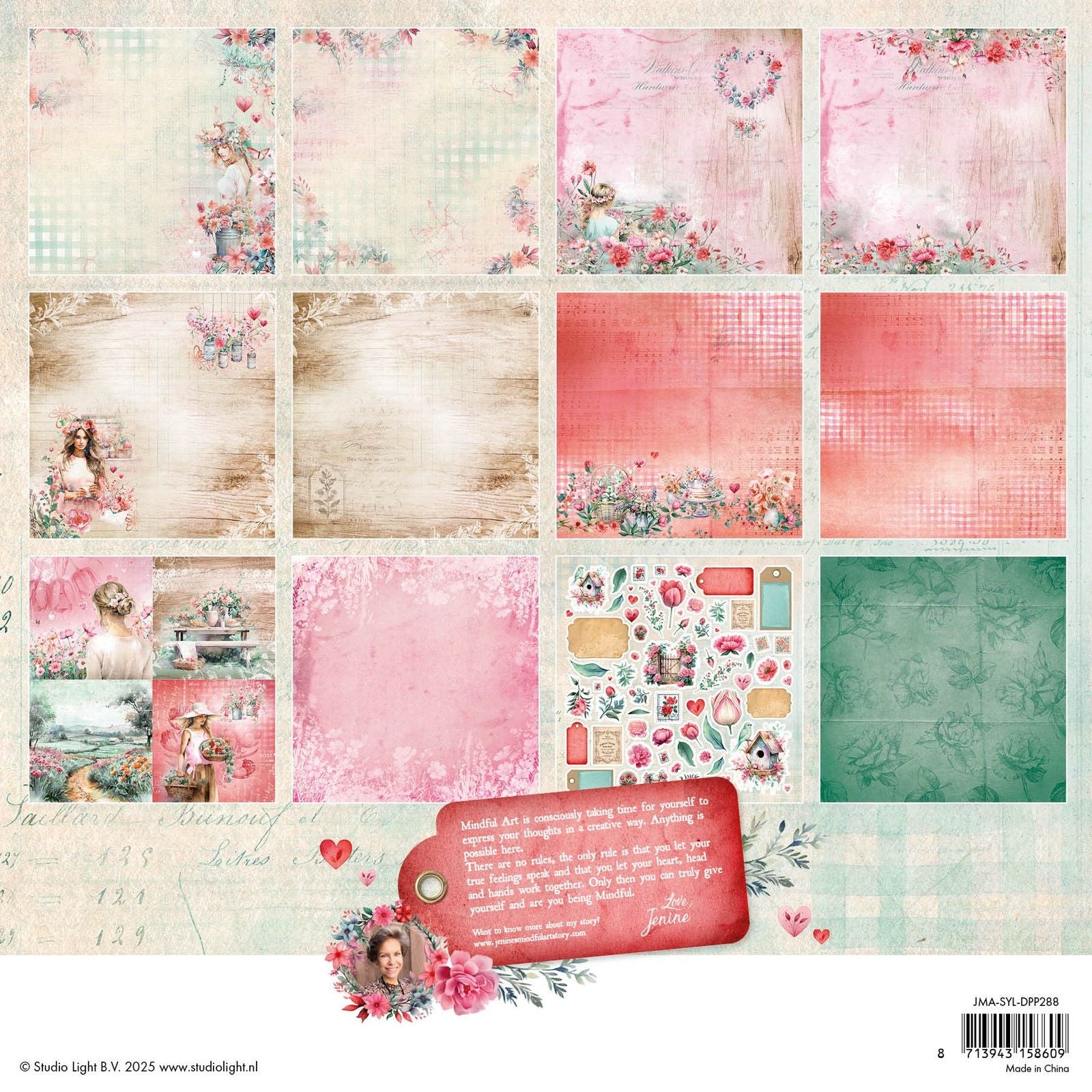 Studio Light • Bloc de papier de créateur d'art conscient de Jenine qui vous envoie de l'amour pour le scrapbooking recto-verso