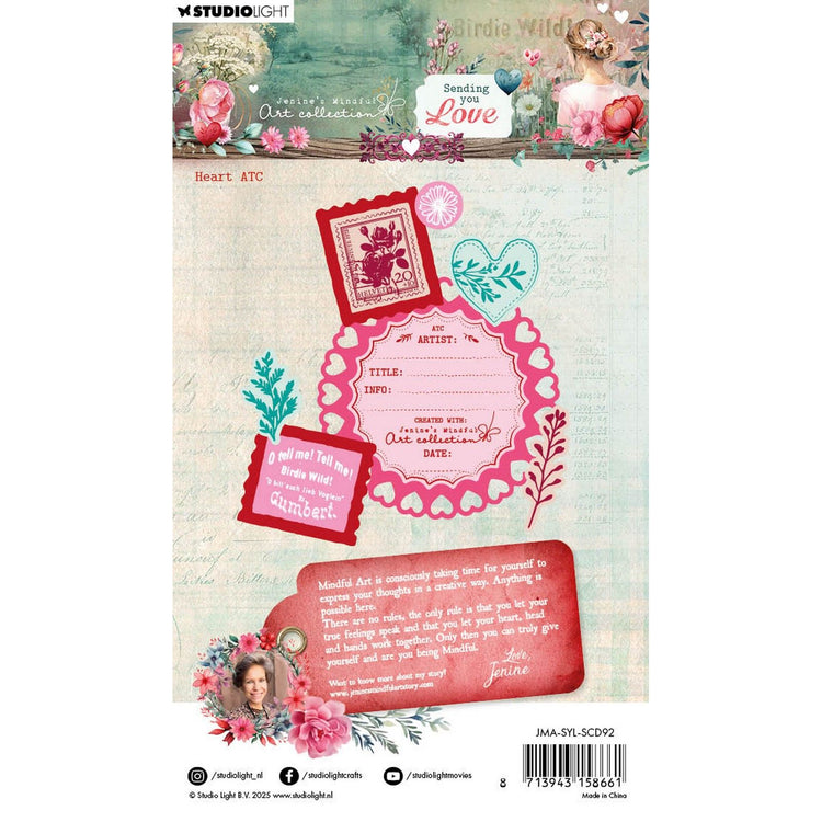Studio Light • Tampon artistique et matrices de découpe de Jenine vous envoyant un cœur d'amour atc