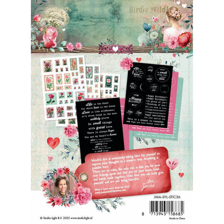 Studio Light • Feuilles d'autocollants d'art conscient de Jenine vous envoyant des citations de timbres-poste d'amour