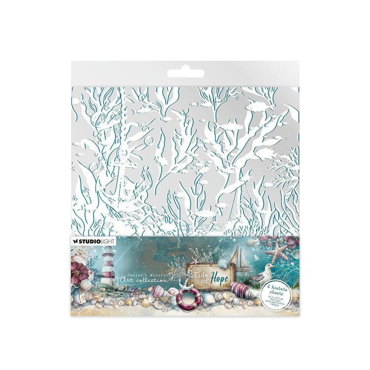 Studio Light • Feuilles d'acétate Tide of Hope blanc rétro cyan