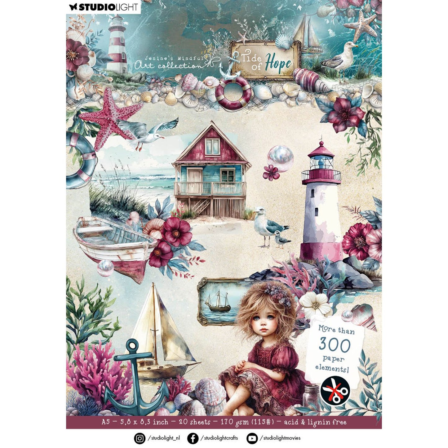 Studio Light • Bloc de papier découpé Marée d'espoir Blush de Noël