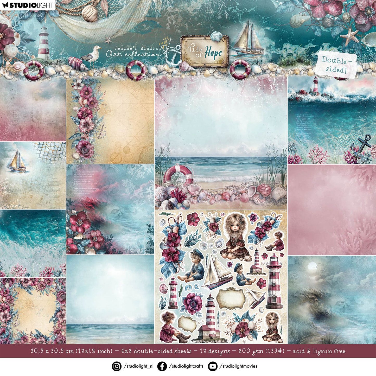 Studio Light • Bloc de papier design Tide of Hope pour scrapbooking double face
