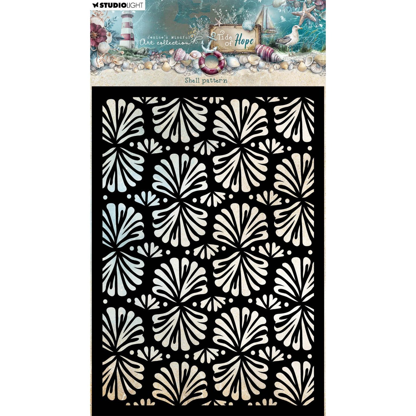 Studio Light • motif de coquille de pochoir de masque de marée d'espoir
