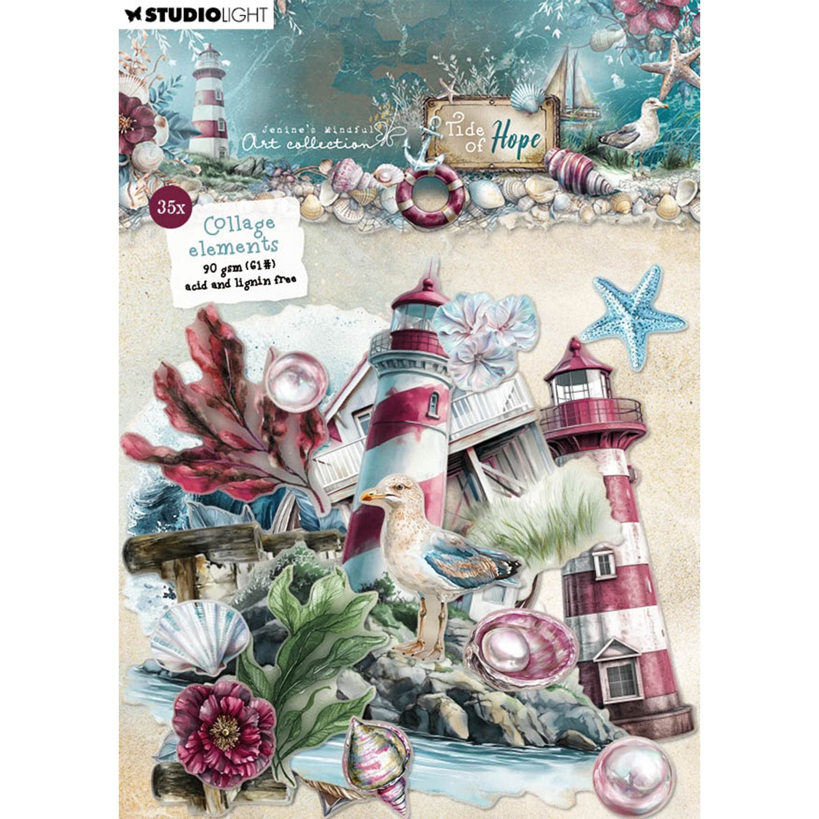 Lumière de studio • éléments en papier marée d'espoir 35 éléments de collage