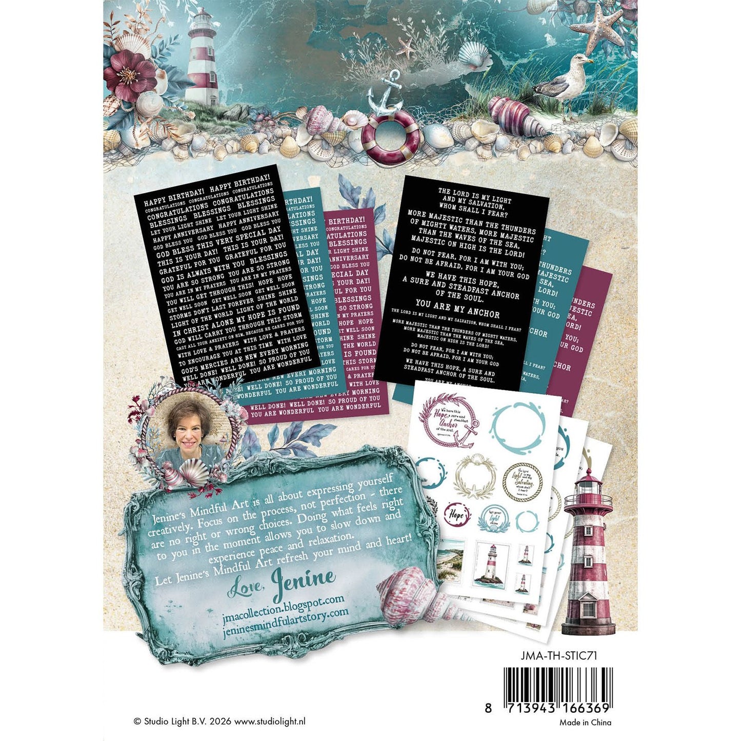 Studio Light • Feuilles d'autocollants Tide of Hope, citations de timbres