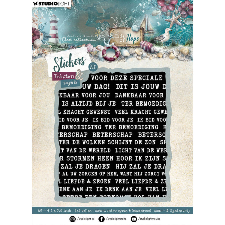 Studio Light • Feuilles d'autocollants Tide of Hope, textes pour tampons
